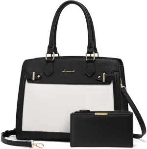LOVEVOOK Purses and Handbags for Women, Tote Shoulder Bag Satchel Black Purse and PU Leather Top Handle for ladies