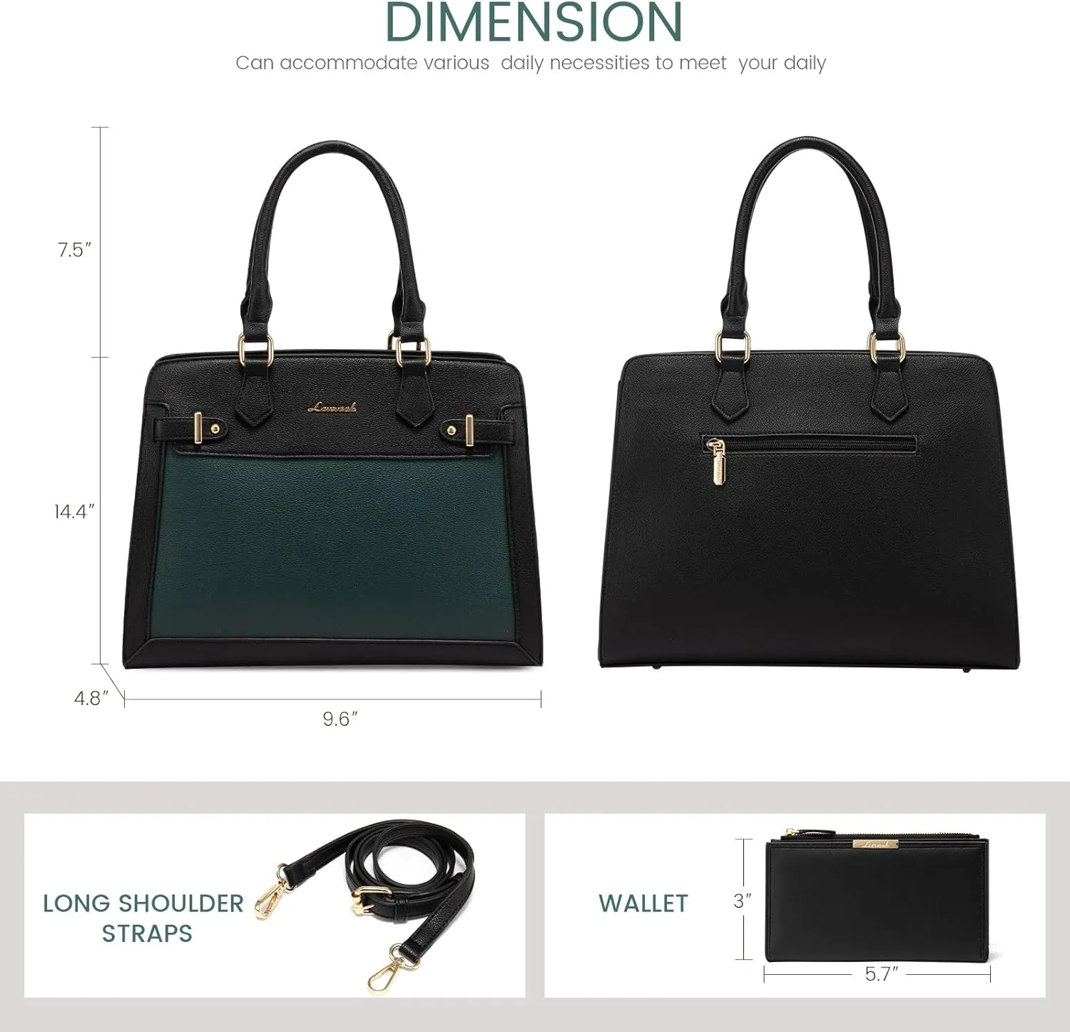 LOVEVOOK Purses and Handbags for Women, Tote Shoulder Bag Satchel Black Purse and PU Leather Top Handle for ladies