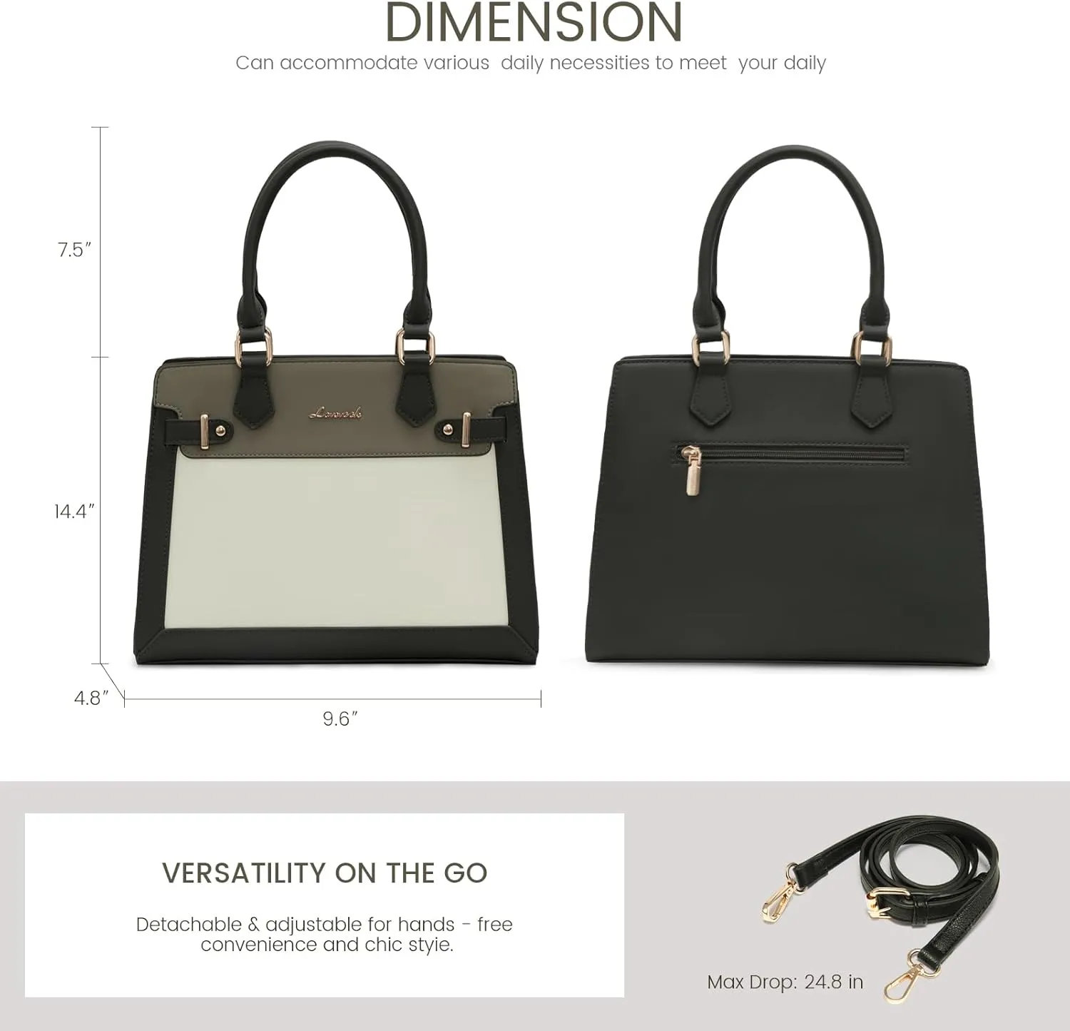 LOVEVOOK Purses and Handbags for Women, Tote Shoulder Bag Satchel Black Purse and PU Leather Top Handle for ladies