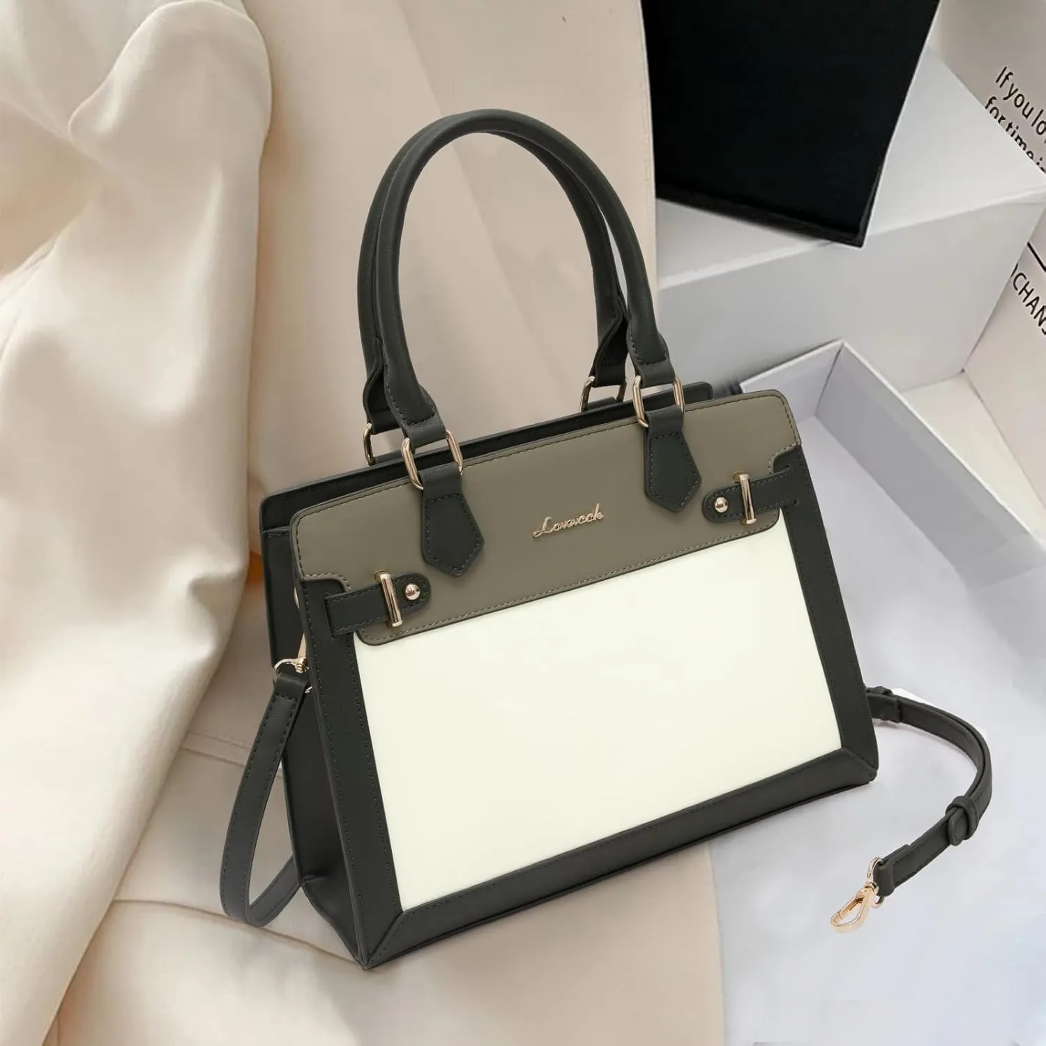 LOVEVOOK Purses and Handbags for Women, Tote Shoulder Bag Satchel Black Purse and PU Leather Top Handle for ladies