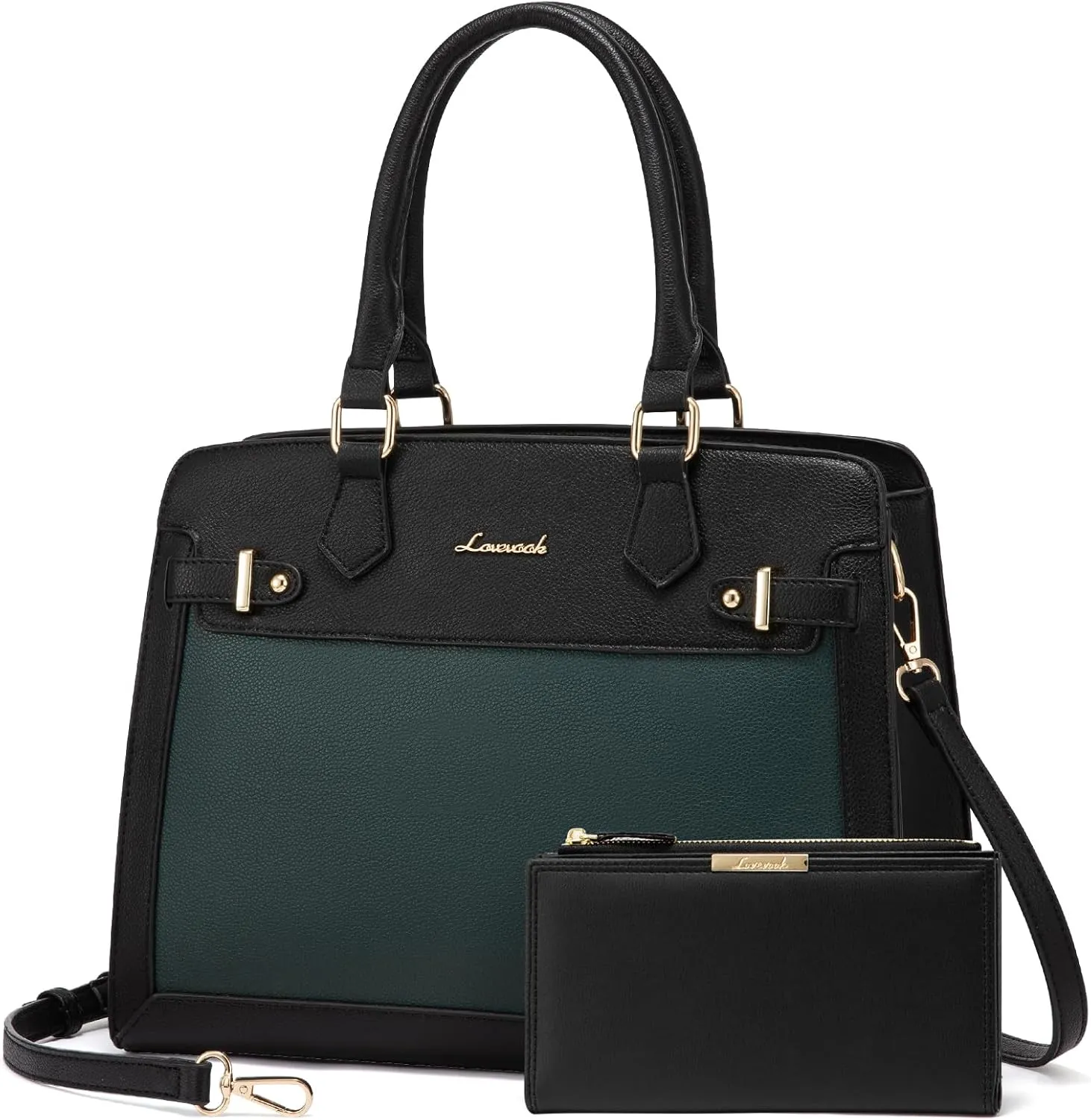 LOVEVOOK Purses and Handbags for Women, Tote Shoulder Bag Satchel Black Purse and PU Leather Top Handle for ladies