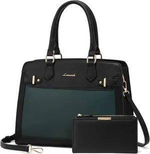 LOVEVOOK Purses and Handbags for Women, Tote Shoulder Bag Satchel Black Purse and PU Leather Top Handle for ladies