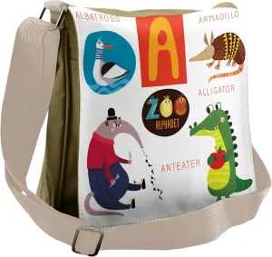 Lunarable ABC Messenger Bag, Albatross Alligator Humor, Unisex Cross-body