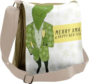 Lunarable Alligator Messenger Bag, Gentlemen in Suits Xmas, Unisex Cross-body