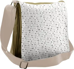 Lunarable Arrow Messenger Bag, Boho Style Cultural, Unisex Cross-body