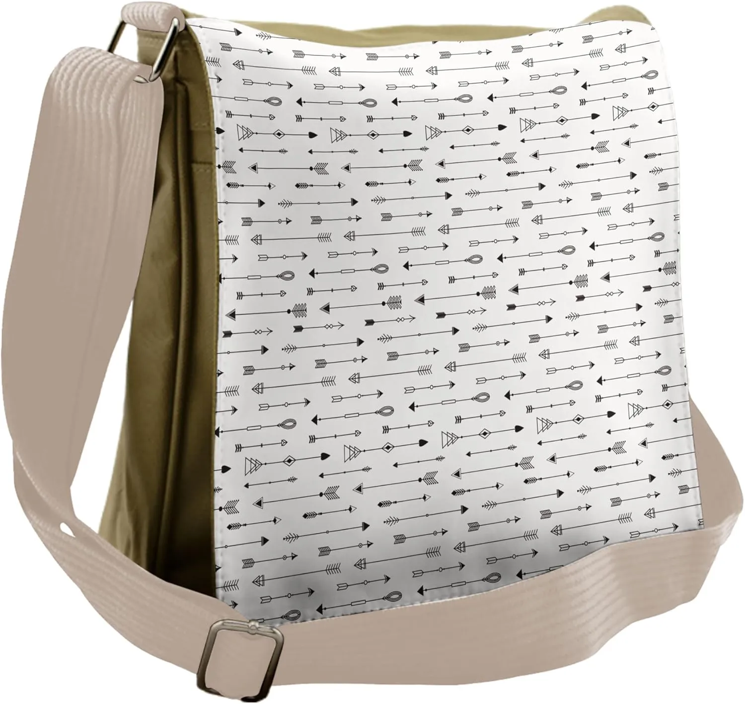 Lunarable Arrow Messenger Bag, Boho Style Cultural, Unisex Cross-body