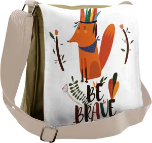 Lunarable Be Brave Messenger Bag, Fox, Unisex Cross-body