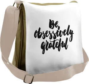 Lunarable Be Grateful Messenger Bag, Brush Appreciativeness, Unisex Cross-body