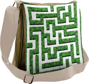 Lunarable Boxwood Hedge Messenger Bag, Maze of Garden Bushes, Unisex Cross-body