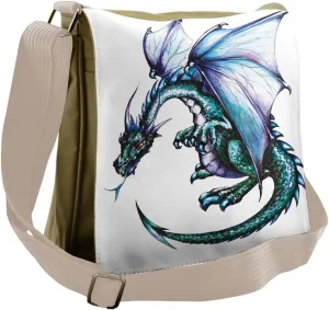 Lunarable Dragon Messenger Bag, Giant Beast Design, Unisex Cross-body