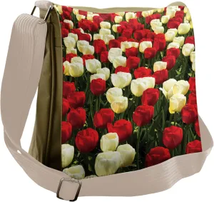 Lunarable Garden Messenger Bag, Keukenhof Seasonal Scenery, Unisex Cross-body