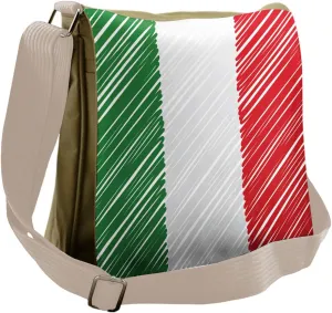 Lunarable Italian Flag Messenger Bag, Parallel Abstract Line, Unisex Cross-body