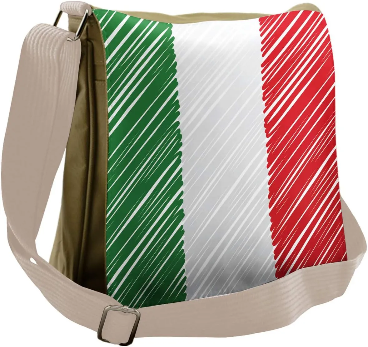 Lunarable Italian Flag Messenger Bag, Parallel Abstract Line, Unisex Cross-body