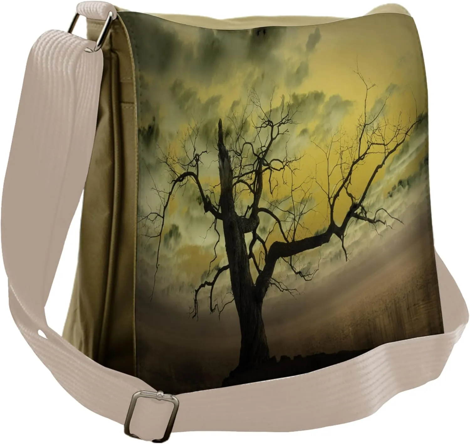 Lunarable Landscape Messenger Bag, Bare Tree Dramatic Sky, Unisex Cross-body