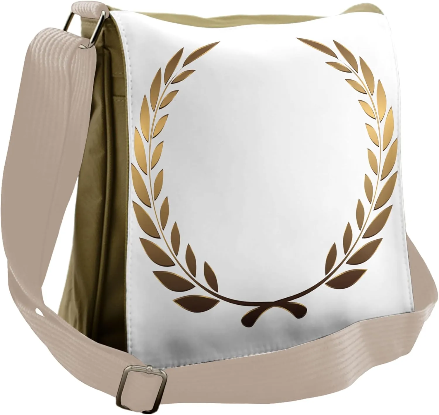 Lunarable Leaves Messenger Bag, Rome Style Leaves, Unisex Cross-body