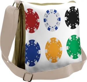 Lunarable Messenger Bag, Gambling Theme, Unisex Cross-body