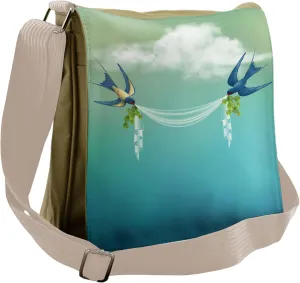 Lunarable Modern Messenger Bag, Swallows Wedding Ceremony, Unisex Cross-body