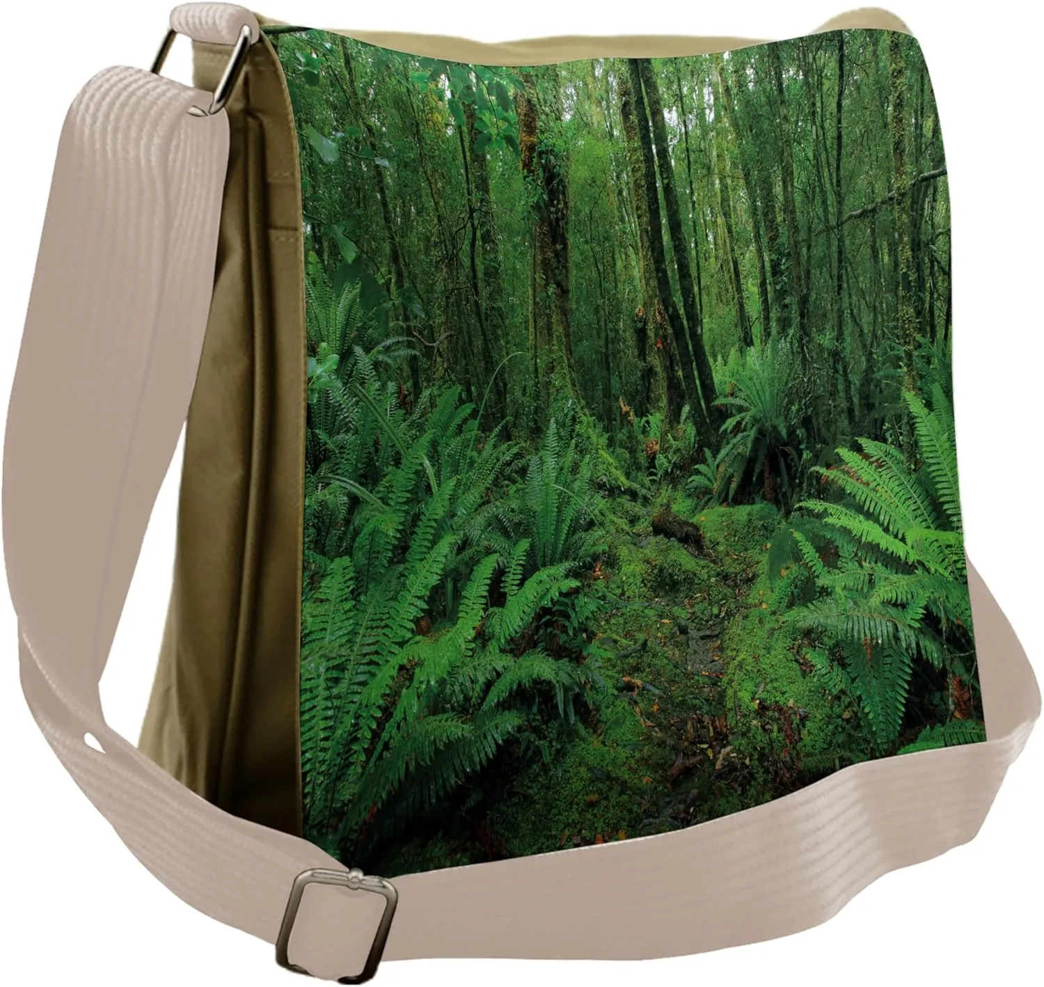 Lunarable Nature Messenger Bag, Rainforest Path with Bushes, Unisex Cross-body