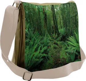 Lunarable Nature Messenger Bag, Rainforest Path with Bushes, Unisex Cross-body