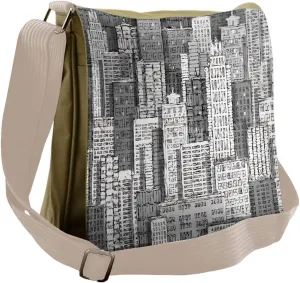 Lunarable New York Messenger Bag, Elevation View Skyscrapers, Unisex Cross-body