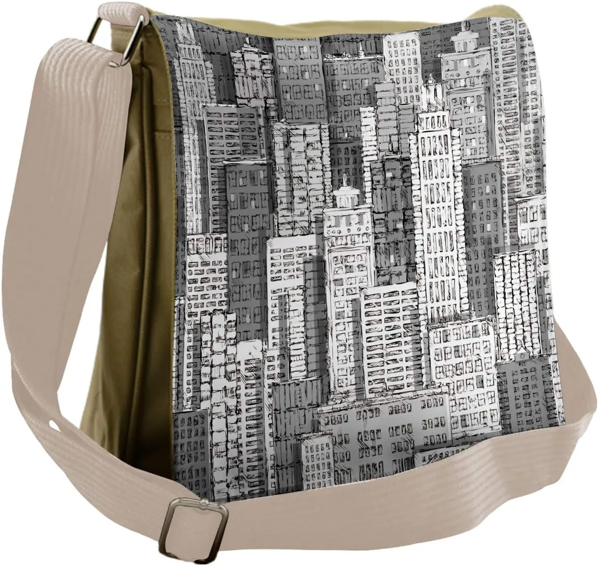 Lunarable New York Messenger Bag, Elevation View Skyscrapers, Unisex Cross-body