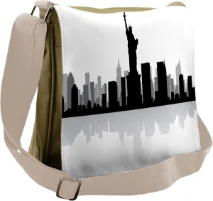 Lunarable New York Messenger Bag, Waterfront View Buildings, Unisex Cross-body