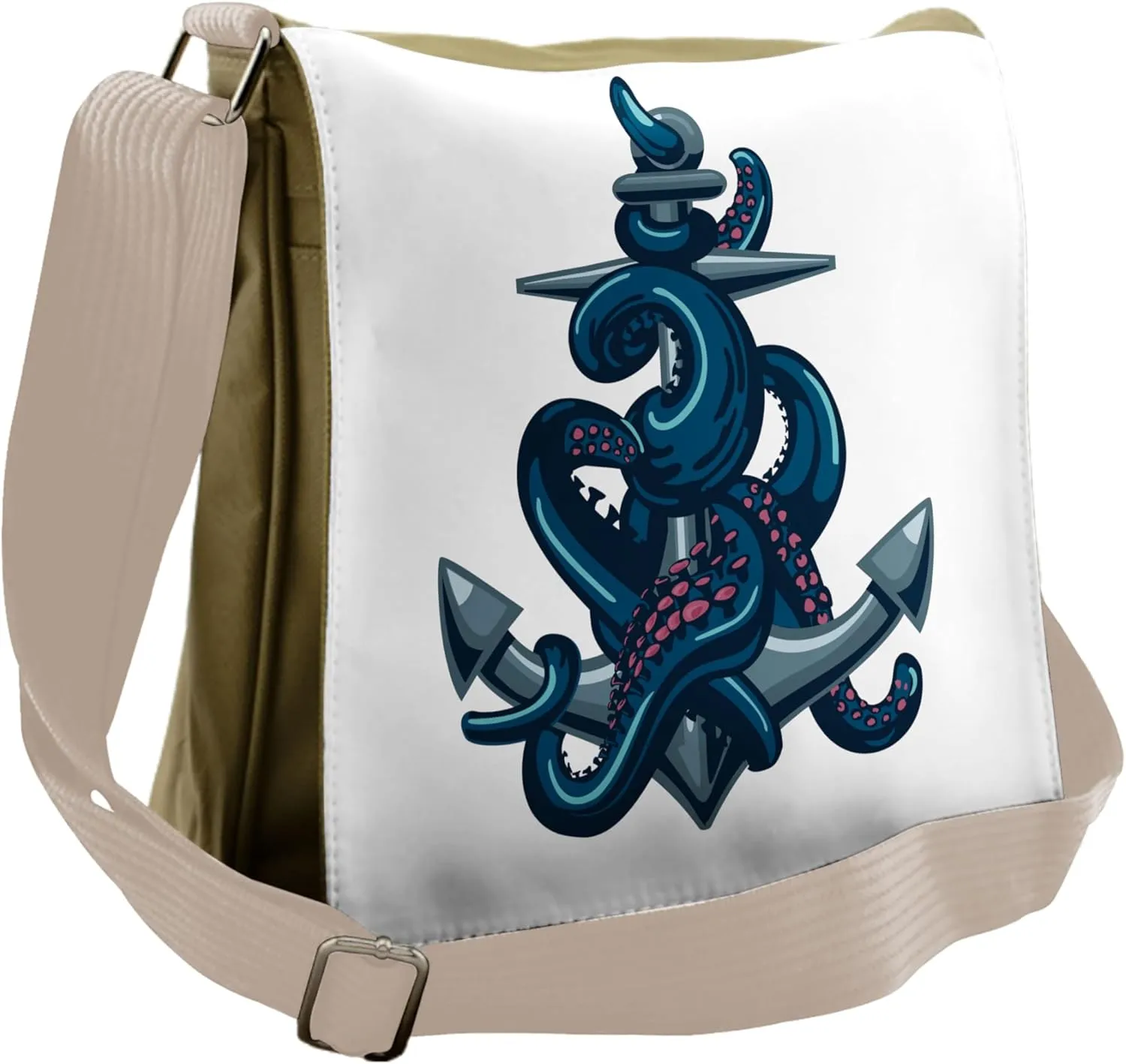 Lunarable Octopus Messenger Bag, Monster Tentacles Anchor, Unisex Cross-body