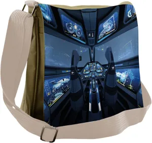 Lunarable Outer Space Messenger Bag, Space Shuttle Control, Unisex Cross-body