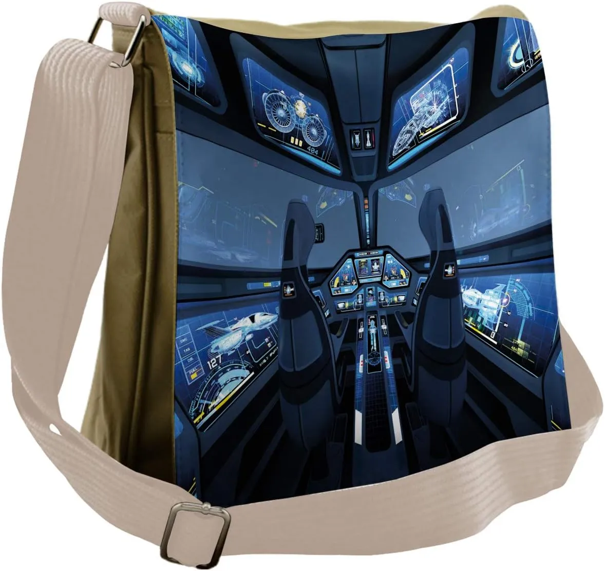Lunarable Outer Space Messenger Bag, Space Shuttle Control, Unisex Cross-body