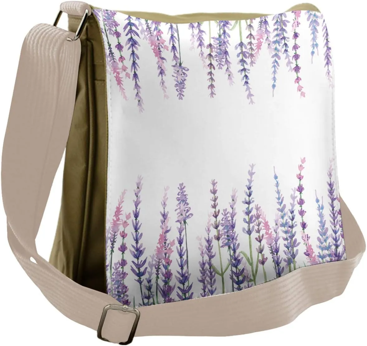 Lunarable Purple Messenger Bag, Lavender Aromatic Shrubs, Unisex Cross-body