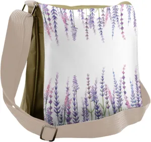 Lunarable Purple Messenger Bag, Lavender Aromatic Shrubs, Unisex Cross-body
