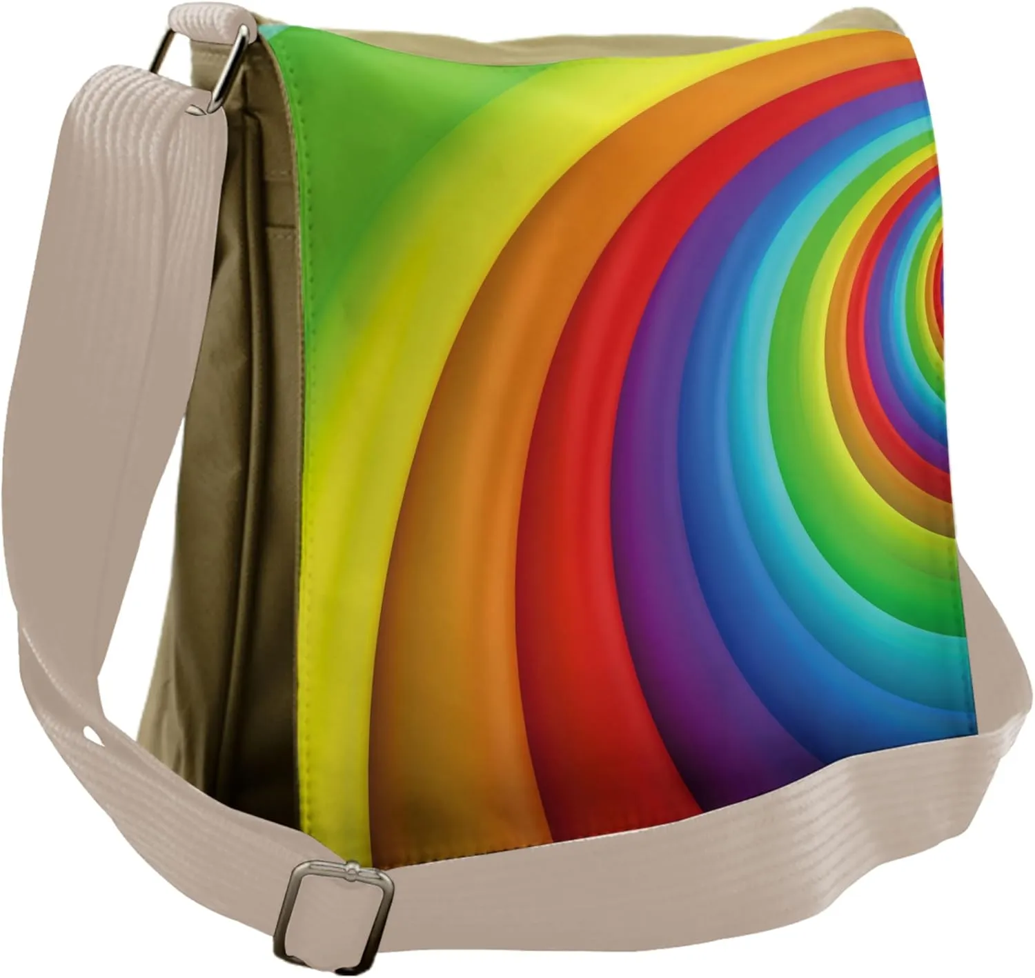 Lunarable Rainbow Messenger Bag, Half Circles Perspective, Unisex Cross-body