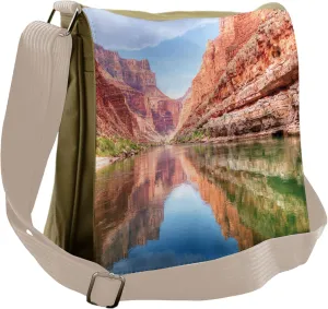 Lunarable River Messenger Bag, Reflection of Grand Canyon, Unisex Cross-body