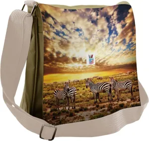 Lunarable Savannah Messenger Bag, Dreamy Landscape Clouds, Unisex Cross-body