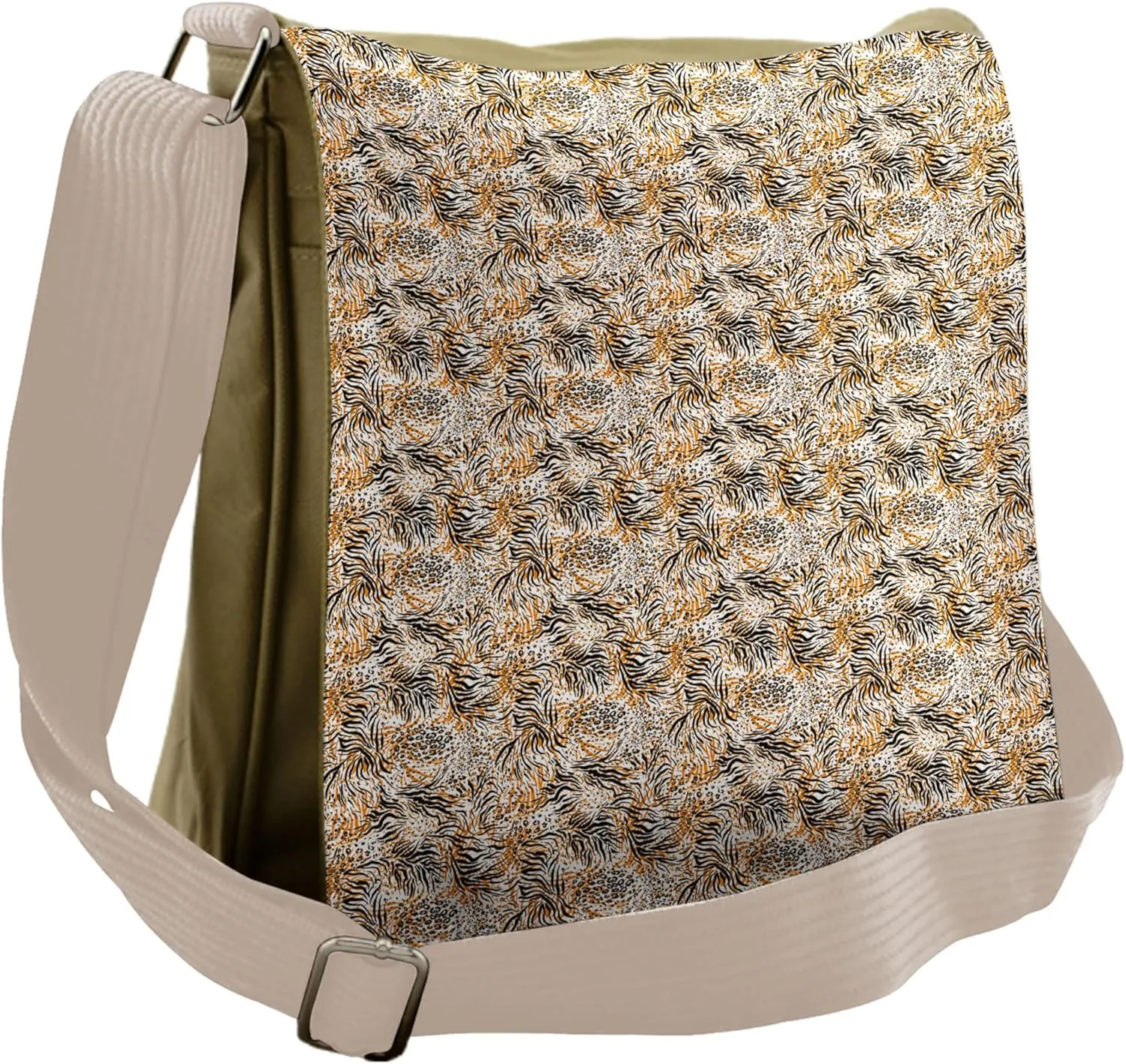 Lunarable Savannah Messenger Bag, Tiger Zebra Skin Pattern, Unisex Cross-body