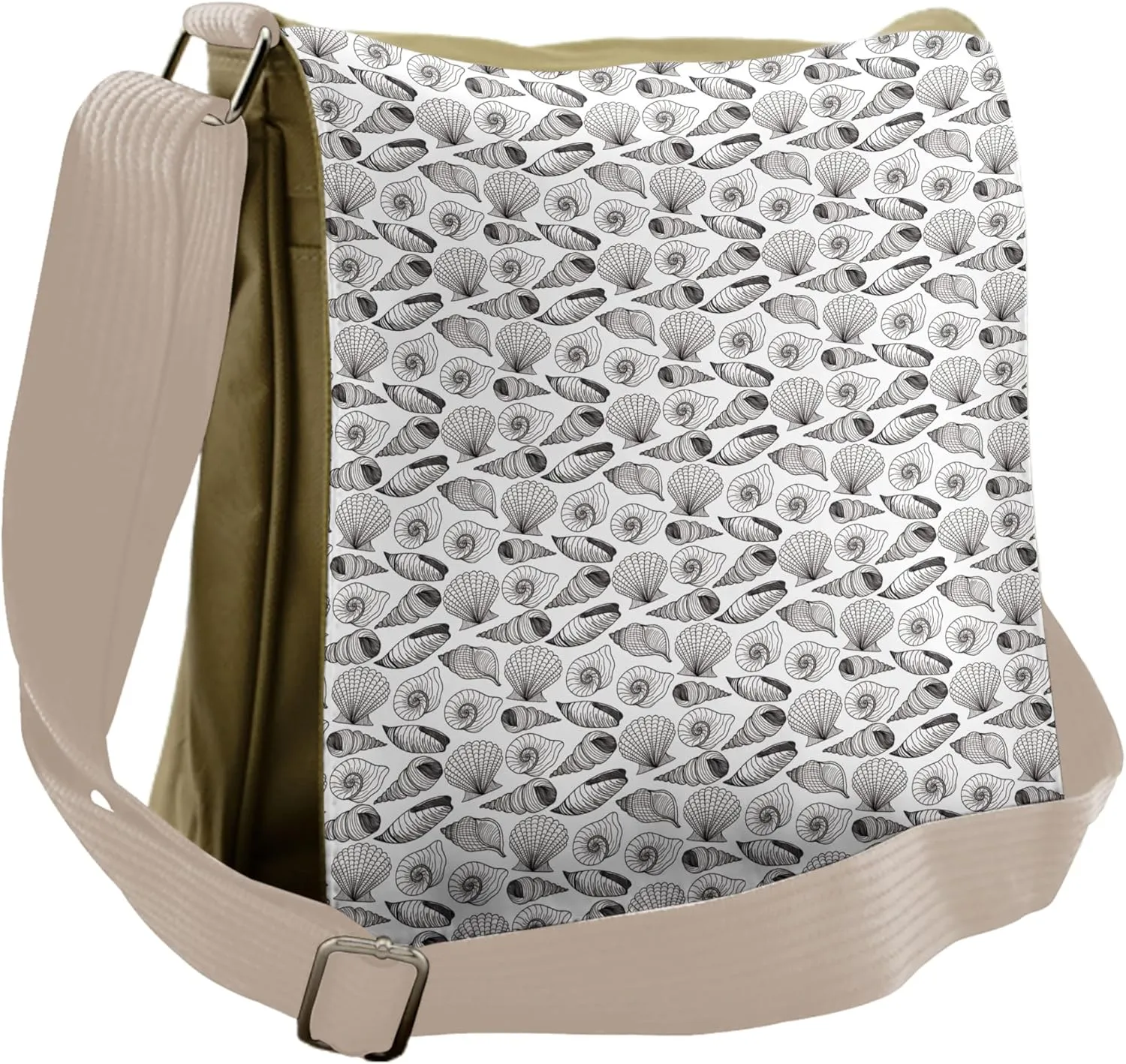 Lunarable Seashells Messenger Bag, Auger Button Scallop, Unisex Cross-body