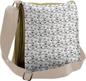 Lunarable Seashells Messenger Bag, Auger Button Scallop, Unisex Cross-body