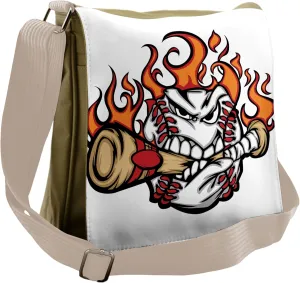 Lunarable Sports Messenger Bag, Face Bite Bat Stitches Form, Unisex Cross-body