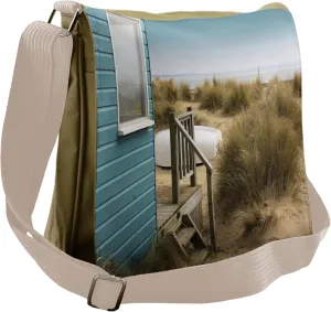 Lunarable Summer Messenger Bag, House on the Sandy Beach, Unisex Cross-body