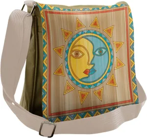 Lunarable Sun and Moon Messenger Bag, Aboriginal Art Pattern, Unisex Cross-body