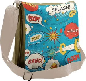 Lunarable Superhero Messenger Bag, Pop Art Style Humorous, Unisex Cross-body