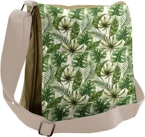 Lunarable Tropical Messenger Bag, Rainforest Foliage Island, Unisex Cross-body
