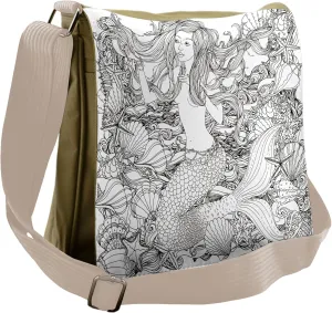 Lunarable Underwater Messenger Bag, Shells Starfish Seaweed, Unisex Cross-body