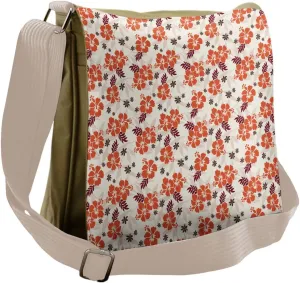 Lunarable Vintage Hawaii Messenger Bag, Soft Abstract Tropic, Unisex Cross-body