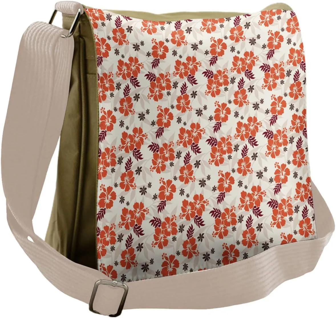 Lunarable Vintage Hawaii Messenger Bag, Soft Abstract Tropic, Unisex Cross-body