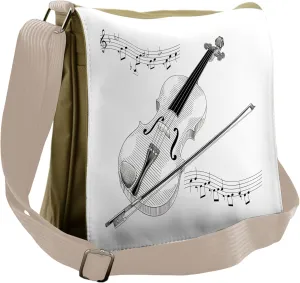 Lunarable Violin Messenger Bag, Cello Orchestra Performance, Unisex Cross-body