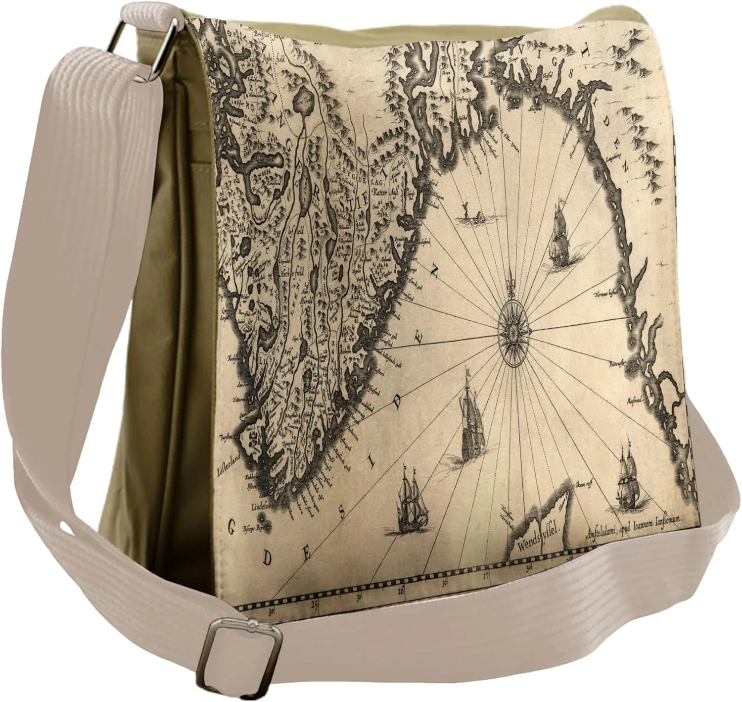 Lunarable World Map Messenger Bag, Norway Viking Scandinavia, Unisex Cross-body