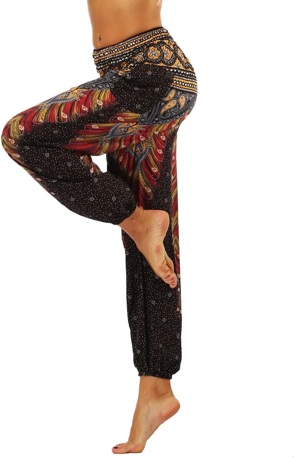Lu's Chic Women's Boho Pants Harem Smocked Waist Yoga Hippie Palazzo Summer Beach Pants