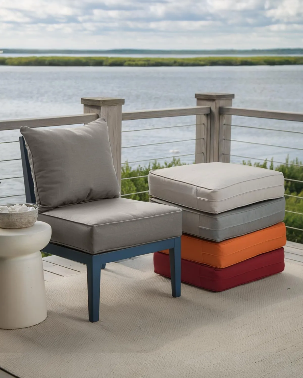 Luxury 6 Inch Outdoor Cushions 24x24 - Water&UV&Fade Resistant 1 Set Zippered Patio Seat Cushion for Wicker Dining Rocking Swivel Chairs Loveseat Couch Sectional Sofa - Grey