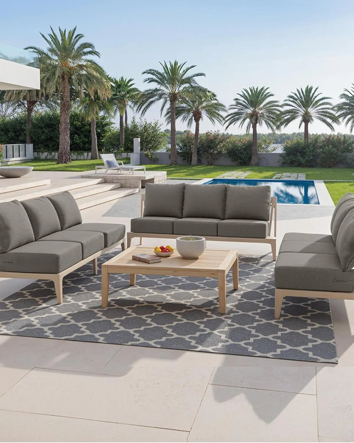 Luxury 6 Inch Outdoor Cushions 24x24 - Water&UV&Fade Resistant 1 Set Zippered Patio Seat Cushion for Wicker Dining Rocking Swivel Chairs Loveseat Couch Sectional Sofa - Grey